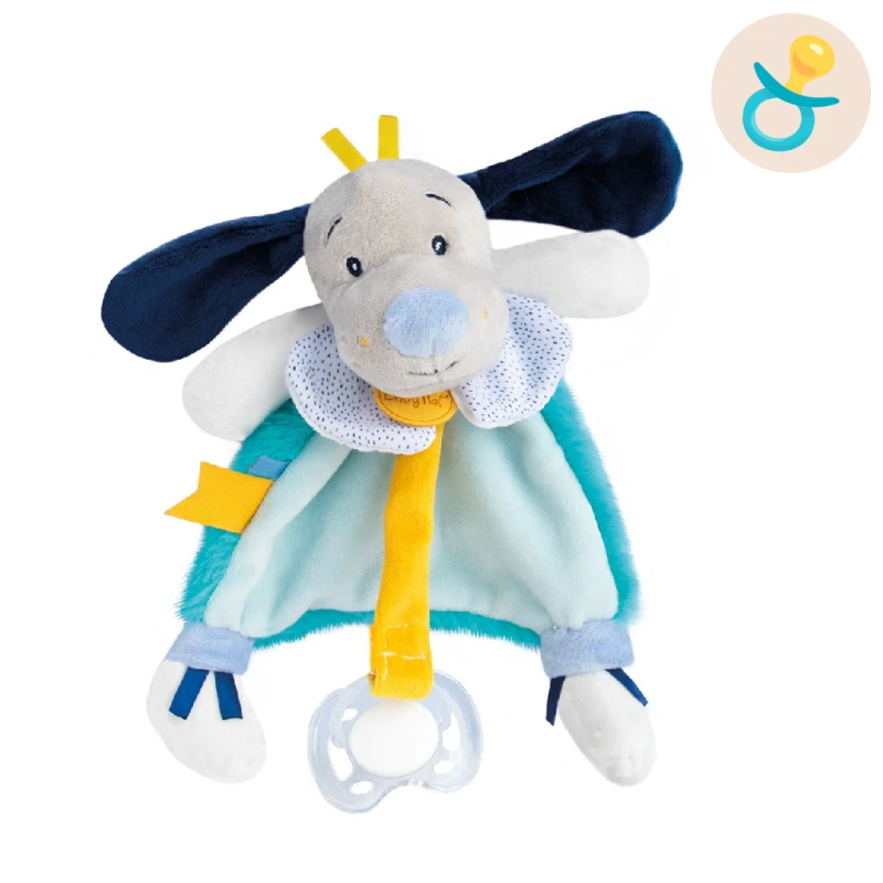 Baby'Nat - Pépin Le Chien - Doudou Attache-sucette Bleu 20 Cm 3 Baby'Nat - Pépin Le Chien - Doudou Attache-sucette Bleu 20 Cm