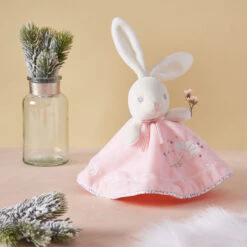 Kaloo - Perle - Doudou Rond Lapin Rose Fleur 20 Cm