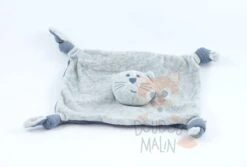 Bout'chou Doudou Plat Chat Gris Bleu