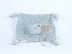 Bout'chou Doudou Plat Chat Gris Rose Clair