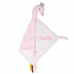 Tryco - Doudou Plat Ivy Le Cygne - Rose Blanc 30 Cm