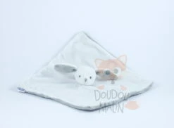Jacadi Doudou Plat Lapin Blanc Gris