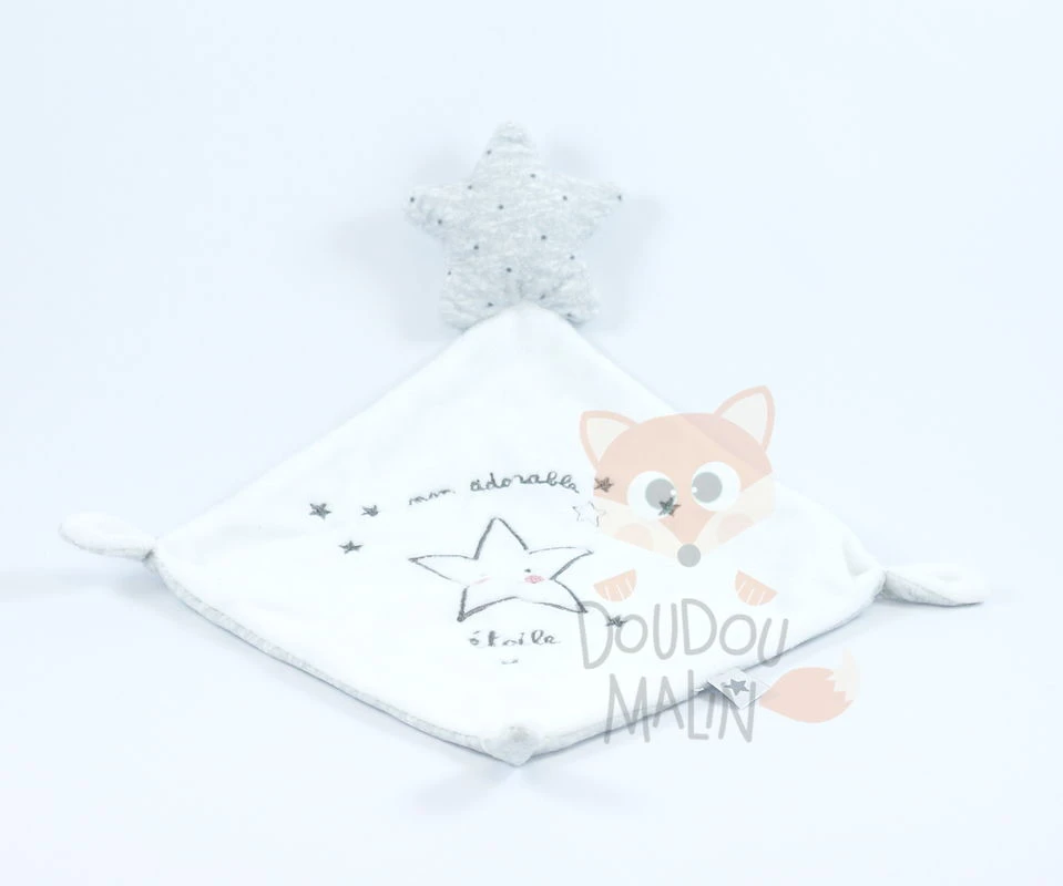 Mots D'enfants Doudou Plat Mon Adorable étoile Blanc Gris 3 Mots D'enfants Doudou Plat Mon Adorable étoile Blanc Gris