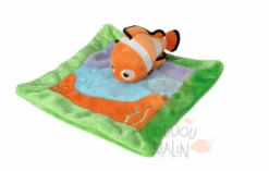 Disney Doudou Plat Némo Vert Orange Bleu Violet Bulle