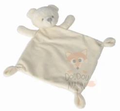 Tex Doudou Plat Ours Blanc Beige 25 Cm