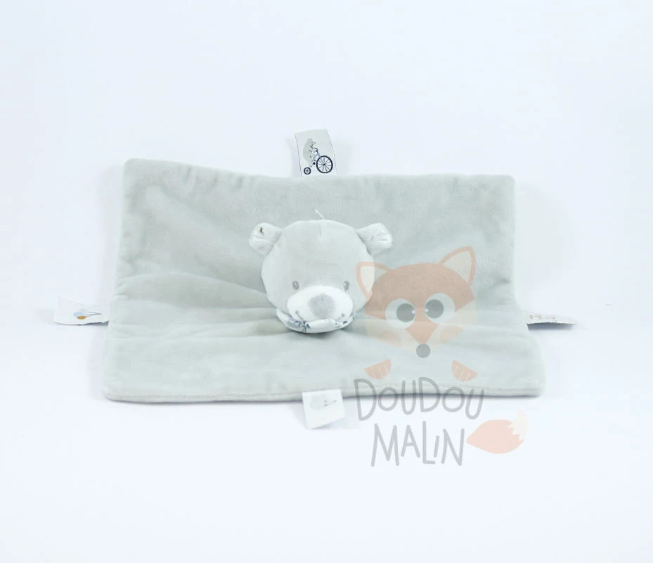 Bout'chou Doudou Plat Ours Gris Bleu Vélo 3 Bout'chou Doudou Plat Ours Gris Bleu Vélo
