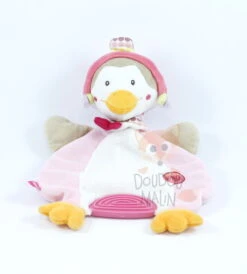 Babysun Doudou Plat Pingouin Rose Bon Voyage