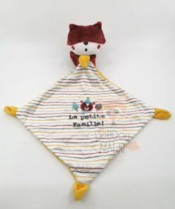 Mots D'enfants Doudou Plat Renard Blanc Jaune La Petite Famille 25 Cm