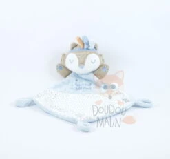 Mots D'enfants Doudou Plat Renard Bleu Blanc Douce Nuit Petit Rusé 25 Cm