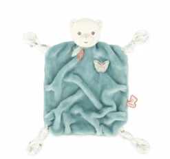 Kaloo - Plume - Doudou Plat Ours Bleu Vert Papillon 26 Cm