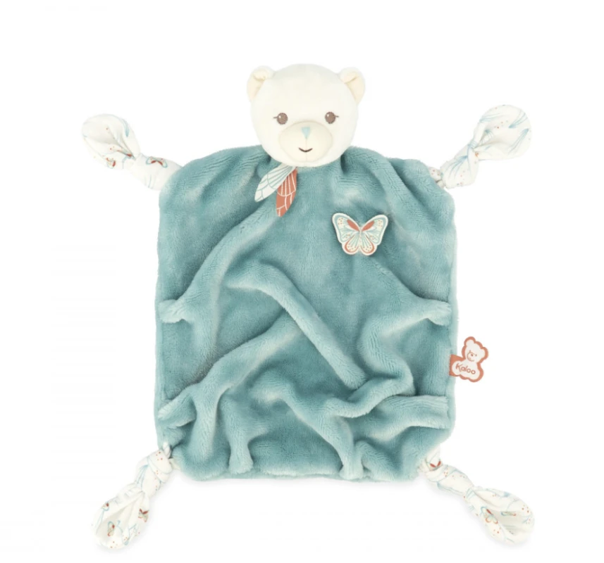Kaloo - Plume - Doudou Plat Ours Bleu Vert Papillon 26 Cm 3 Kaloo - Plume - Doudou Plat Ours Bleu Vert Papillon 26 Cm