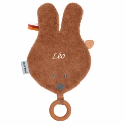 Nattou - Susie Et Bonnie - Doudou Tête Lapin éponge Avec Anneau En Silicone Marron Rouille 33 Cm