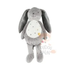 Noukie's Timeless Gaby Le Lapin Peluche Gris Blanc 25 Cm