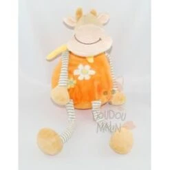Cmp Doudou Vache Orange Jaune Blanc Rayé Echarpe Fleur